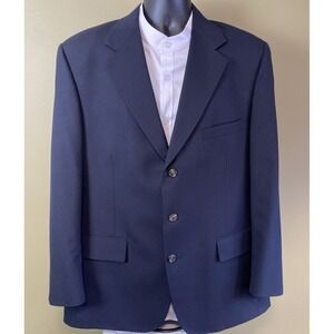 Brooks Brothers Blazer Mens 44R Black 100% Wool Vintage Union Made in USA Jacket